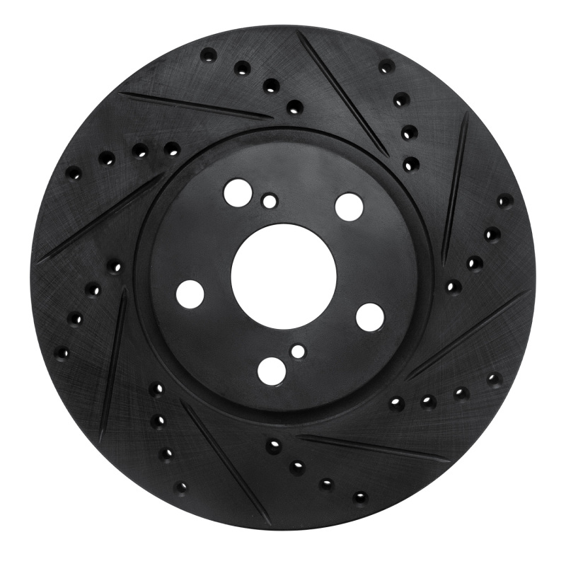 Pontiac Vibe Brake Rotor (1) - Front Right - R1 Concepts - Drilled & Slotted - Black - `00-`10